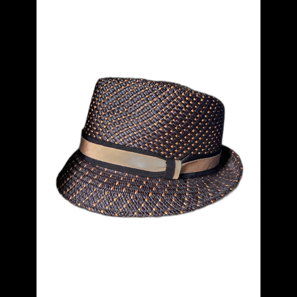 Makins Hat Brown Fedora Handwoven Straw Retro Classic Americana Smart Casual OS